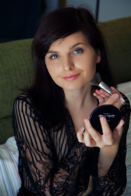 Young brunette Flaca sticks a dildo in her pussy while on a sofa 33380368